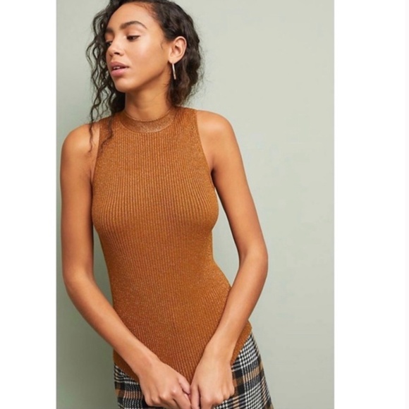 Ett:twa by Anthropologie Glistening Metallic Top - Picture 1 of 8